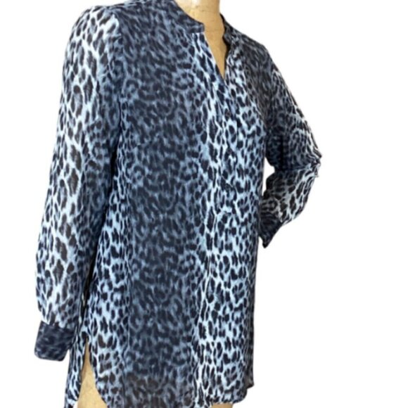 Belle by Kim Gravel Leopard Print V-Neck Tunic Top Sz XS 19277 - Picture 2 of 6